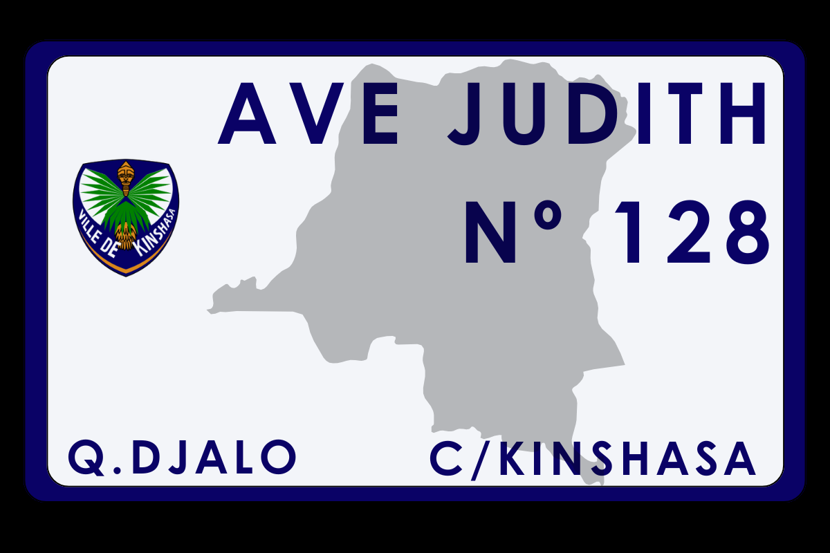 Plaque d'adressage avec numéro de parcelle, Kinshasa