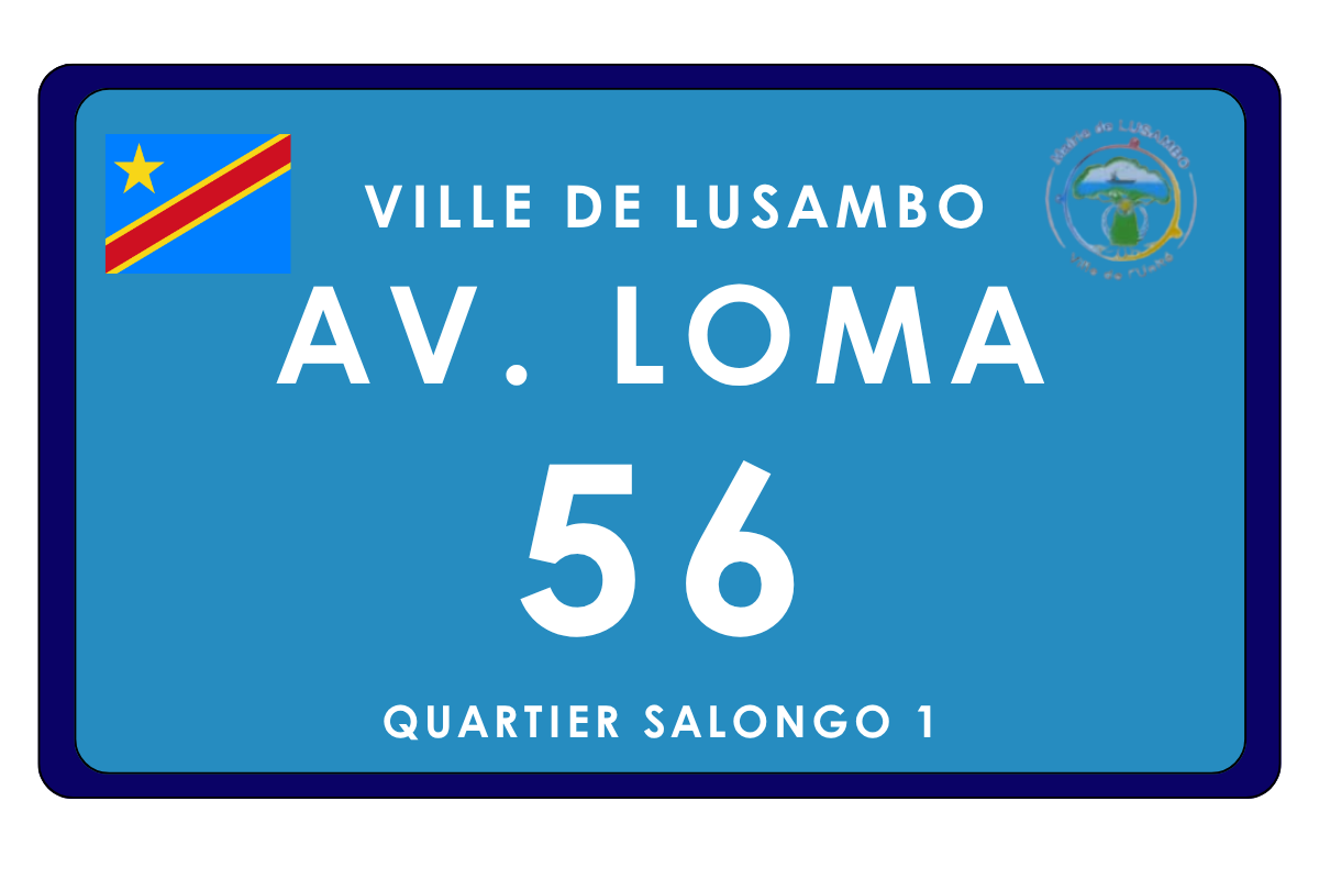 Plaque de rue de la Ville de Lusambo
